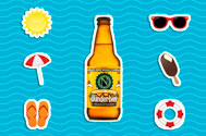 bottle of ninkasi brewing beer with a vector background